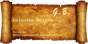 Geiszler Britta névjegykártya